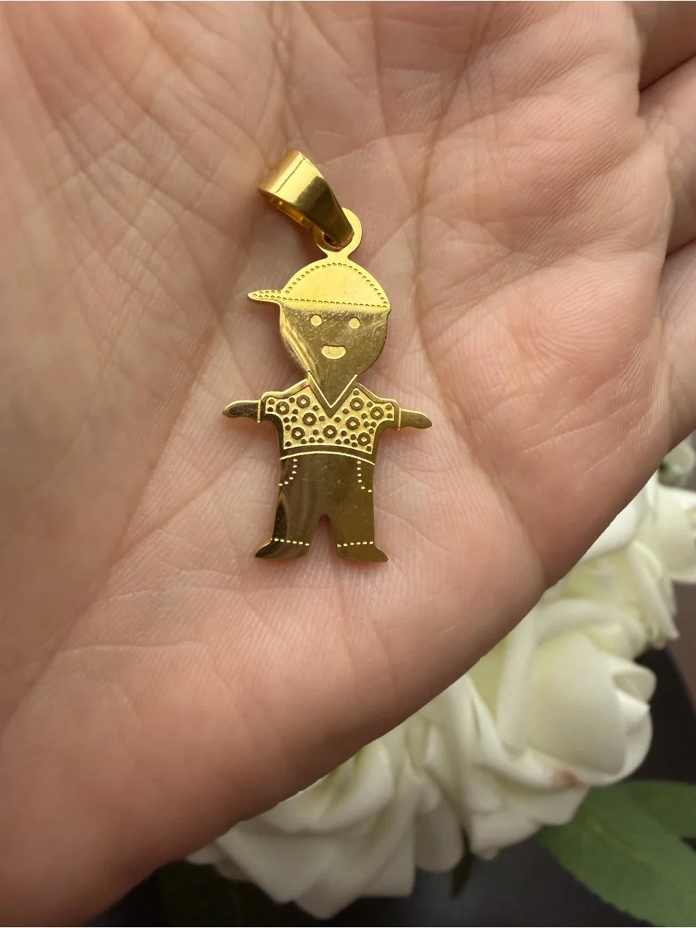 Stainless steel Kids Boy Pendant Charm - Cute Boy Figure